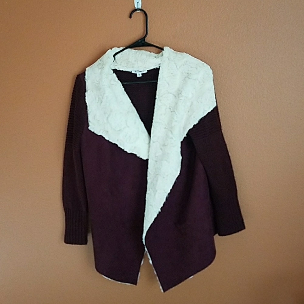 Medium JustFab Burgundy Sweater Jacket